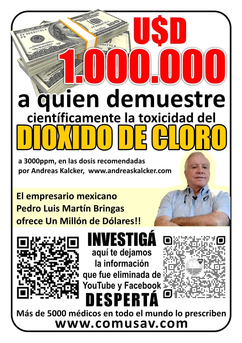 Empresario mexicano ofrece 1 millon USD a quien demuestre la tóxicidad de clo2 a 3000ppm